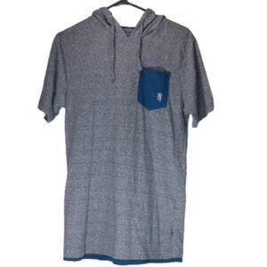 Lions Crest by English Laundry Grey Blue T Shirt Pocket Hoodie Size Small